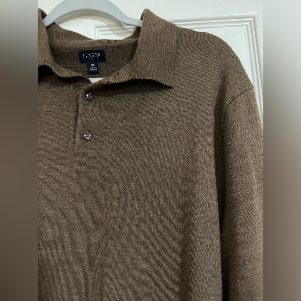 J. Crew Merino wool-blend sweater-polo - Brown - Picture 5 of 9